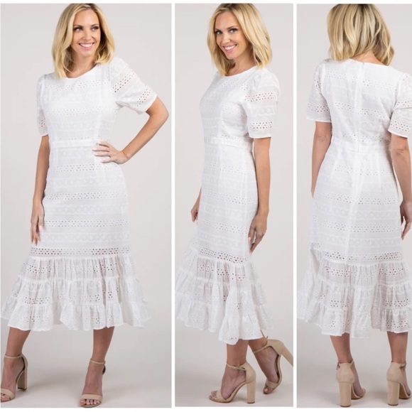 Hayden White Eyelet Midi Dress - Picture 6 of 11